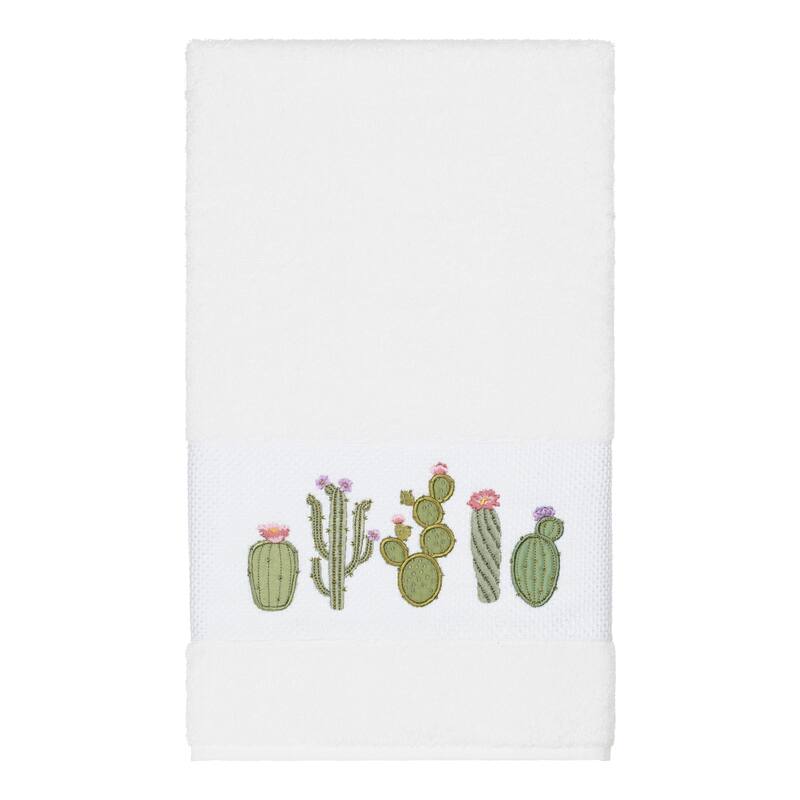 Authentic Hotel and Spa Turkish Cotton Cactus Embroidered White 4-piece Towel Set