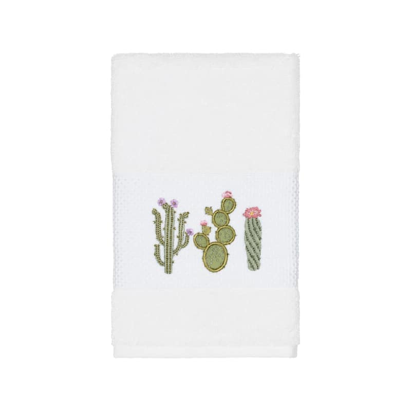 Authentic Hotel and Spa Turkish Cotton Cactus Embroidered White 4-piece Towel Set
