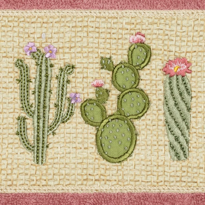 Authentic Hotel and Spa Turkish Cotton Cactus Embroidered Tea Rose Hand Towel