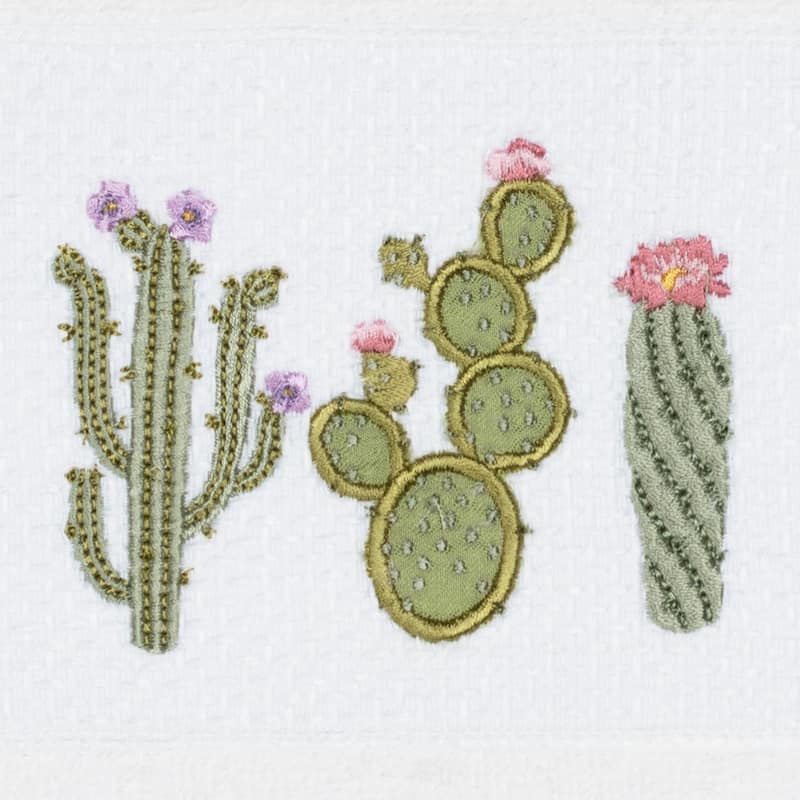 Authentic Hotel and Spa Turkish Cotton Cactus Embroidered White 4-piece Hand Towel Set