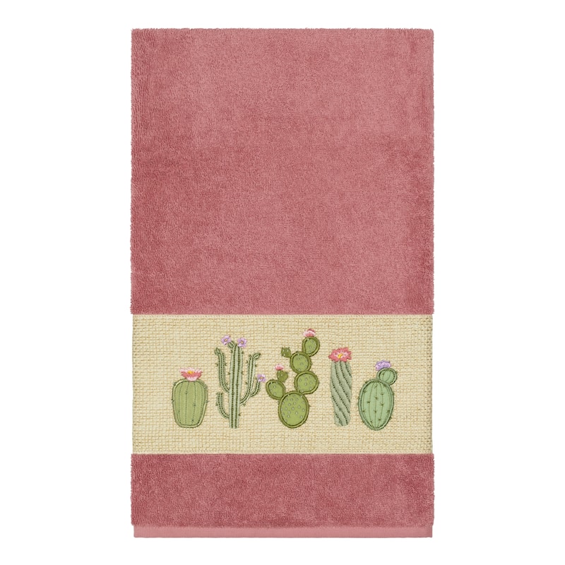 Authentic Hotel and Spa Turkish Cotton Cactus Embroidered Tea Rose 3-piece Towel Set