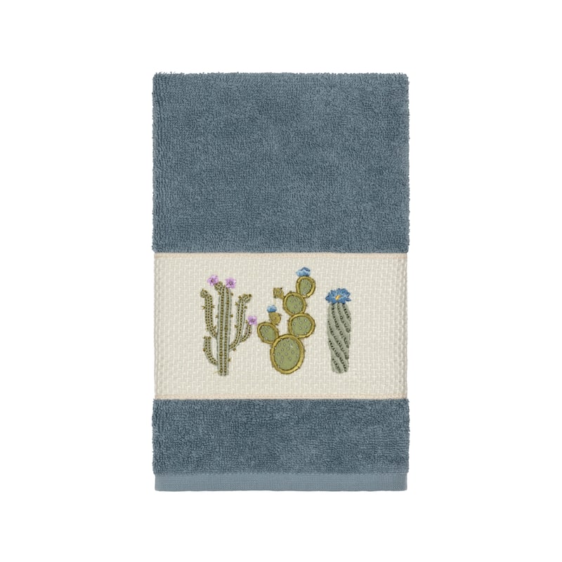 Authentic Hotel and Spa Turkish Cotton Cactus Embroidered Teal Blue 8-piece Towel Set