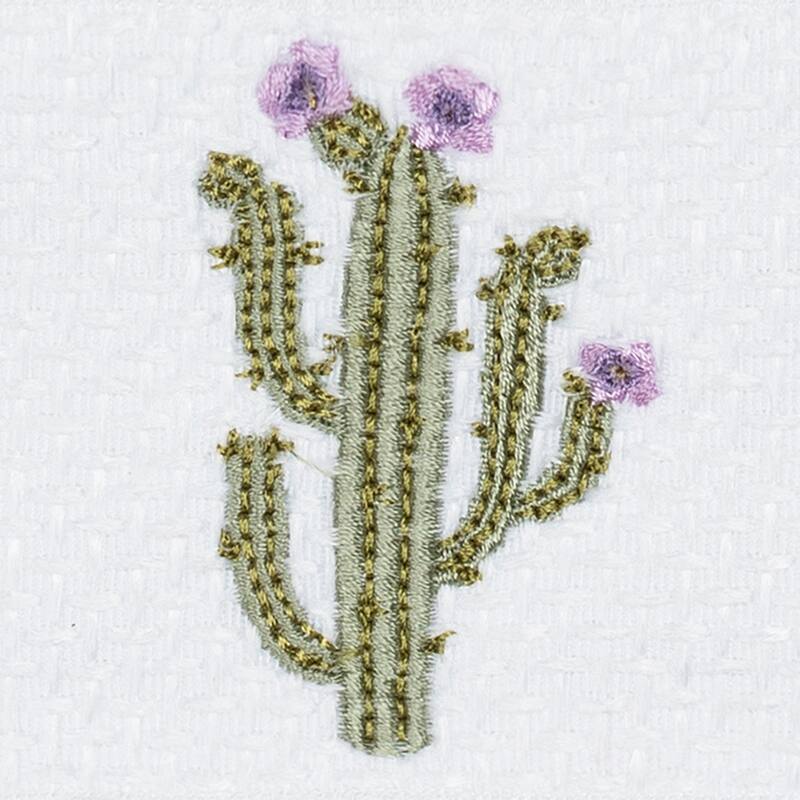 Authentic Hotel and Spa Turkish Cotton Cactus Embroidered White 4-piece Washcloth Set