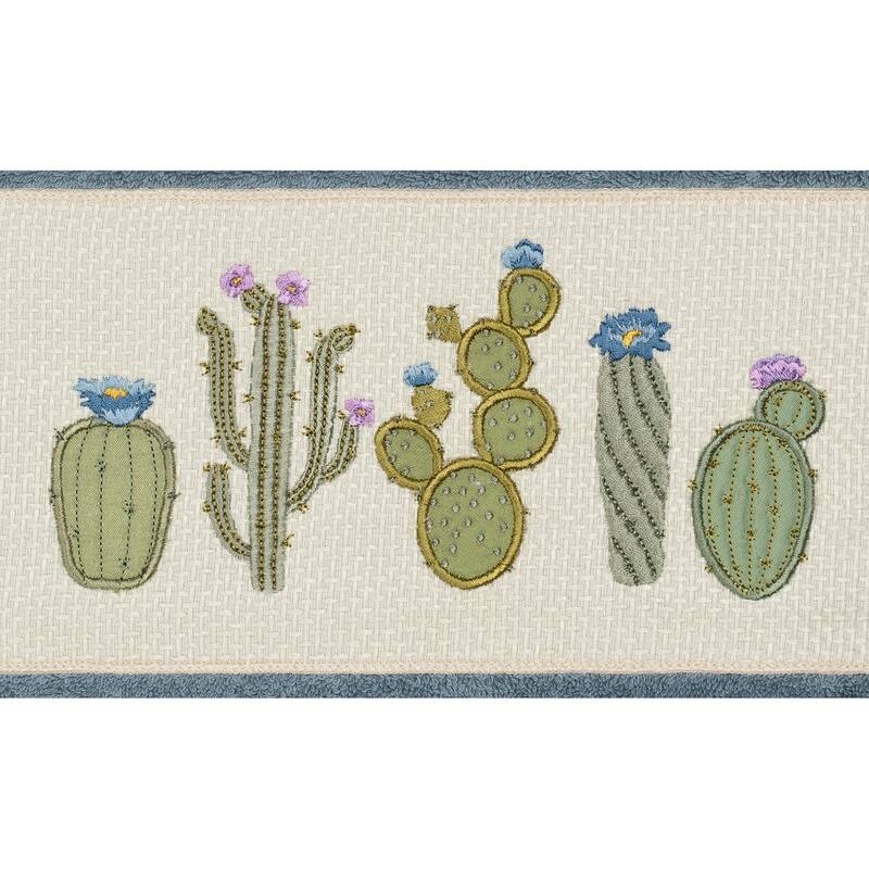 Authentic Hotel and Spa Turkish Cotton Cactus Embroidered Teal Blue 3-piece Towel Set