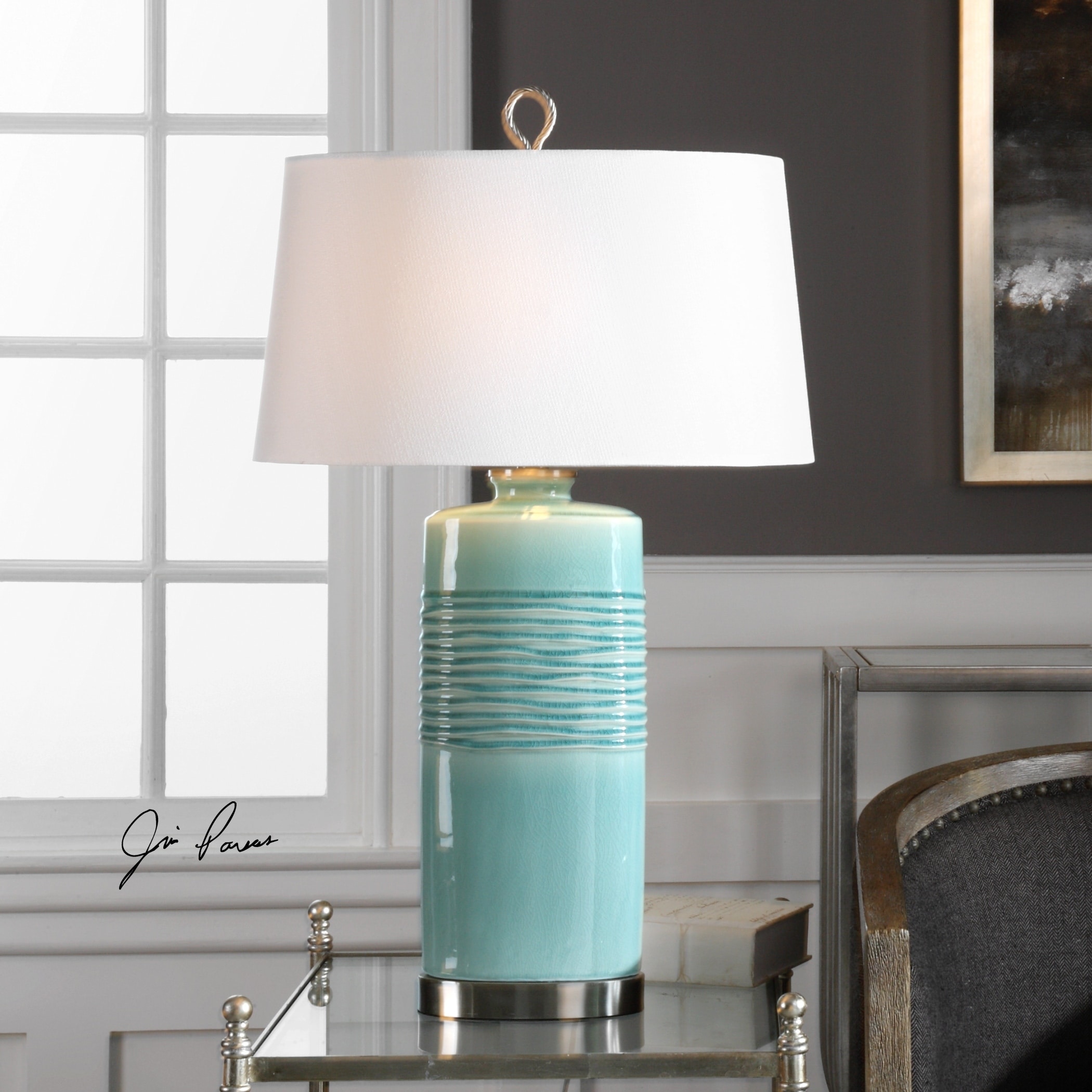 Uttermost Rila Distressed Teal 1-light Table Lamp - Overstock