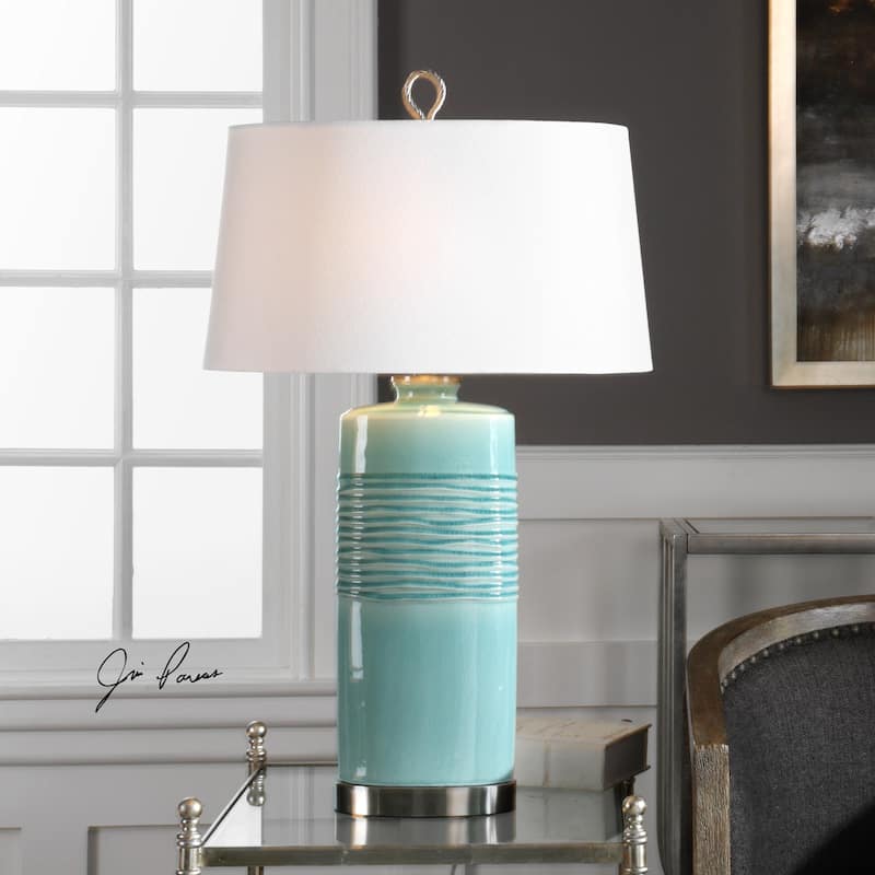 Uttermost Rila Distressed Teal 1-light Table Lamp