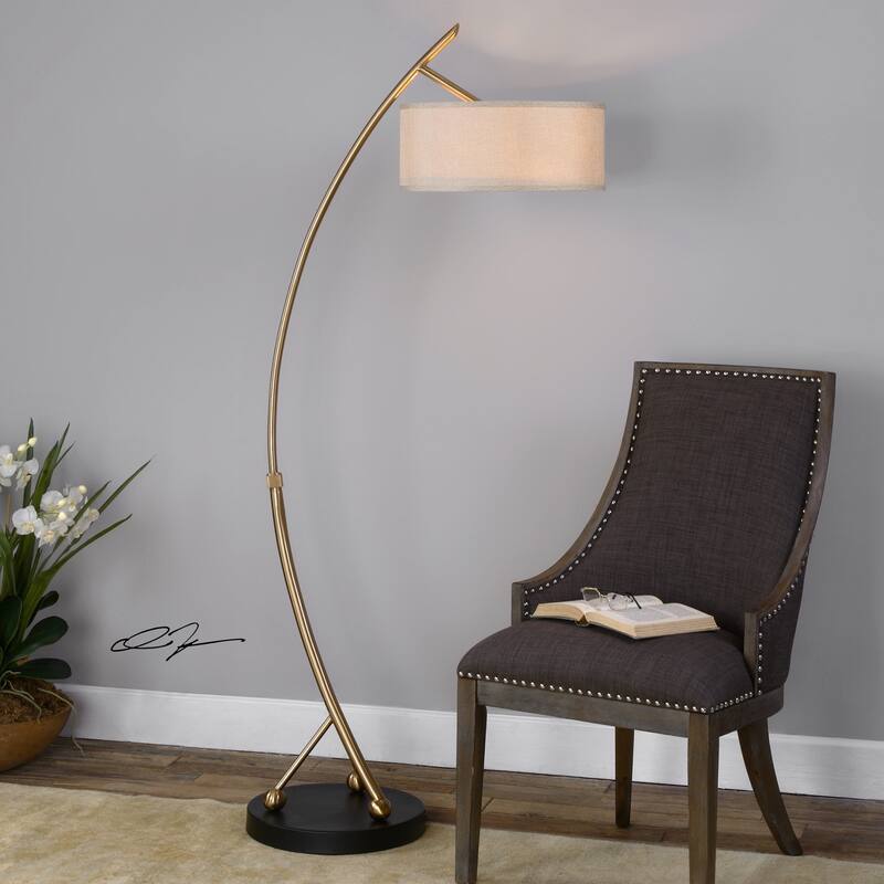Uttermost Vardar Plated Brushed Brass 2-light Floor Lamp