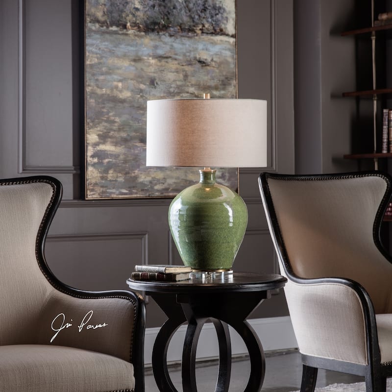 Uttermost Elva Distressed Emerald Green 1-light Table Lamp