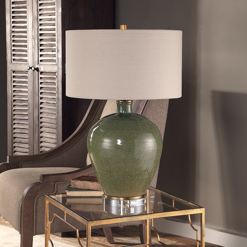 Uttermost Elva Distressed Emerald Green 1-light Table Lamp