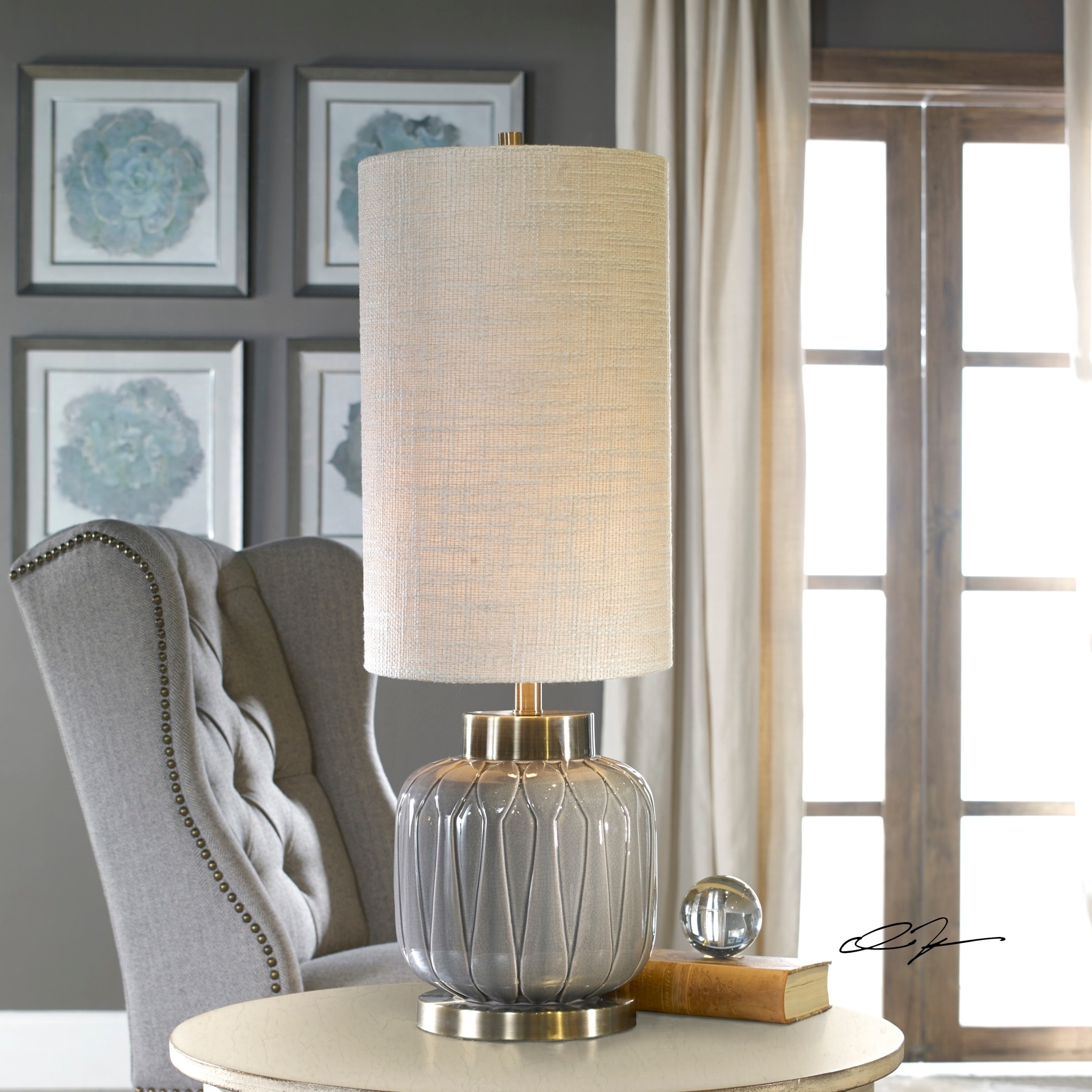 Uttermost Zahlia Aged Grey 1-light Table Lamp - Overstock - 22107202