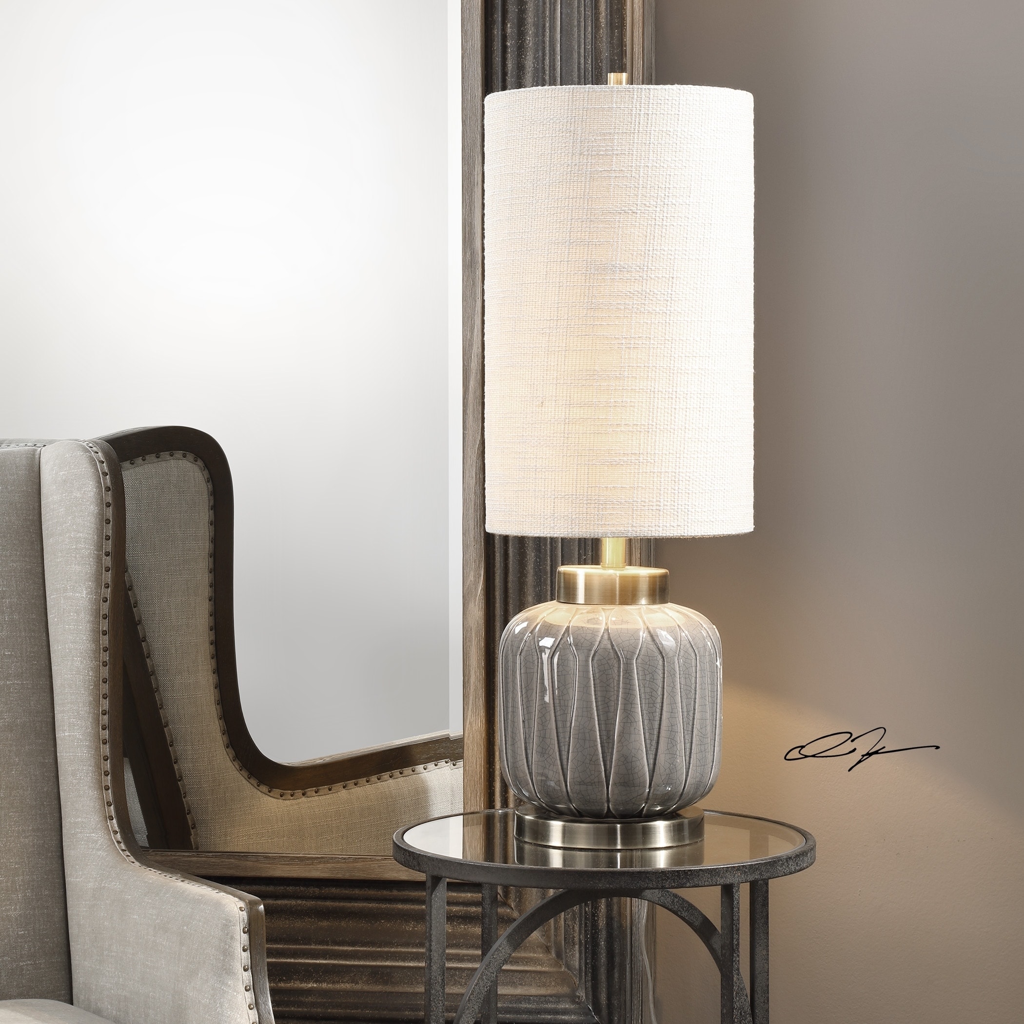 DHD stub 99 ライトグレー Uttermost Zahlia Aged Grey 1-light Table Lamp - Overstock - 22107202