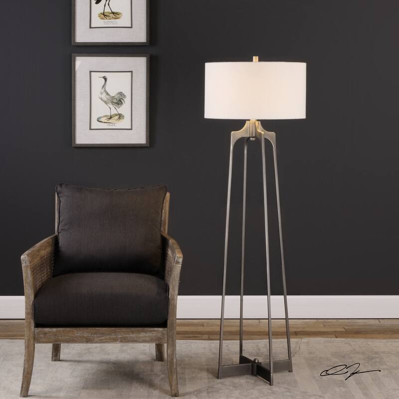 Uttermost Adrian Plated Aged Gun Metal 1-light Floor Lamp