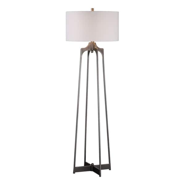 slide 2 of 2, Uttermost Adrian Plated Aged Gun Metal 1-light Floor Lamp