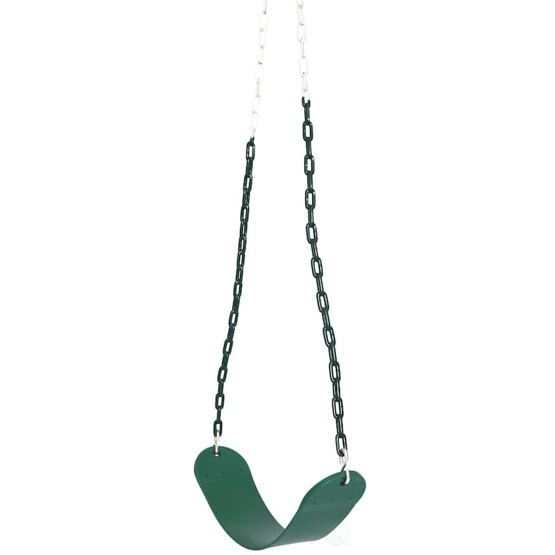 Heavy Duty Flexible Green Belt Swing with Coated Metal Chain - Swing Set Accessories