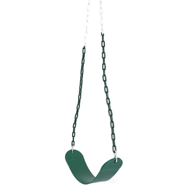 slide 2 of 7, Heavy Duty Flexible Green Belt Swing with Coated Metal Chain Swing Set Accessories
