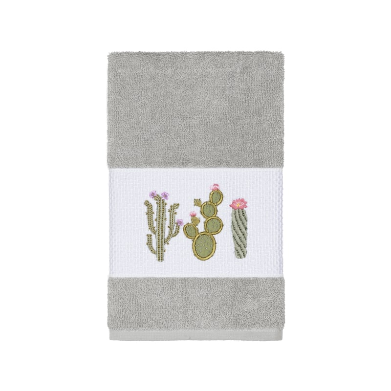 Authentic Hotel and Spa Turkish Cotton Cactus Embroidered Light Grey 8-piece Towel Set