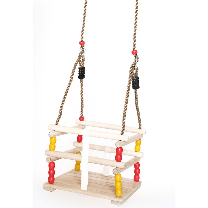 Wooden Baby Swing with Hanging Ropes, for Babies and Toddlers - Toddler - Swing Set Accessories