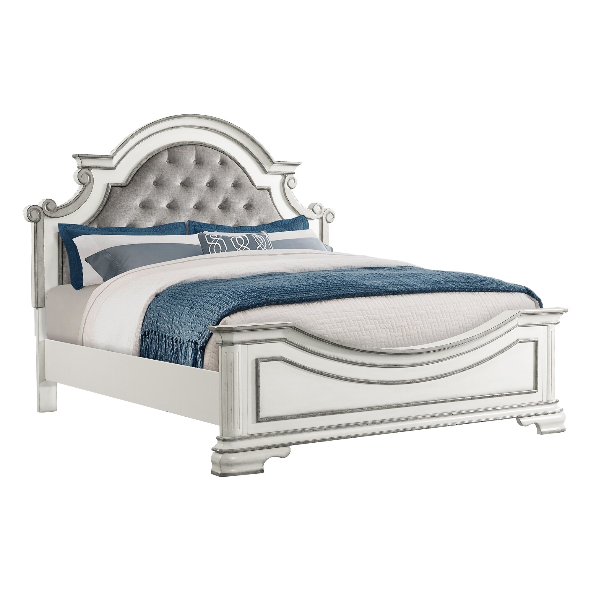 Picket House Furnishings Caroline Button Tufted Queen Panel Bed Overstock 22107296