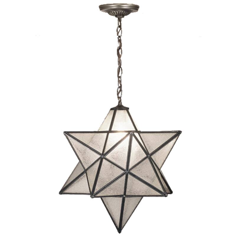 18 Inch Wide moravian star clear seeded Pendant