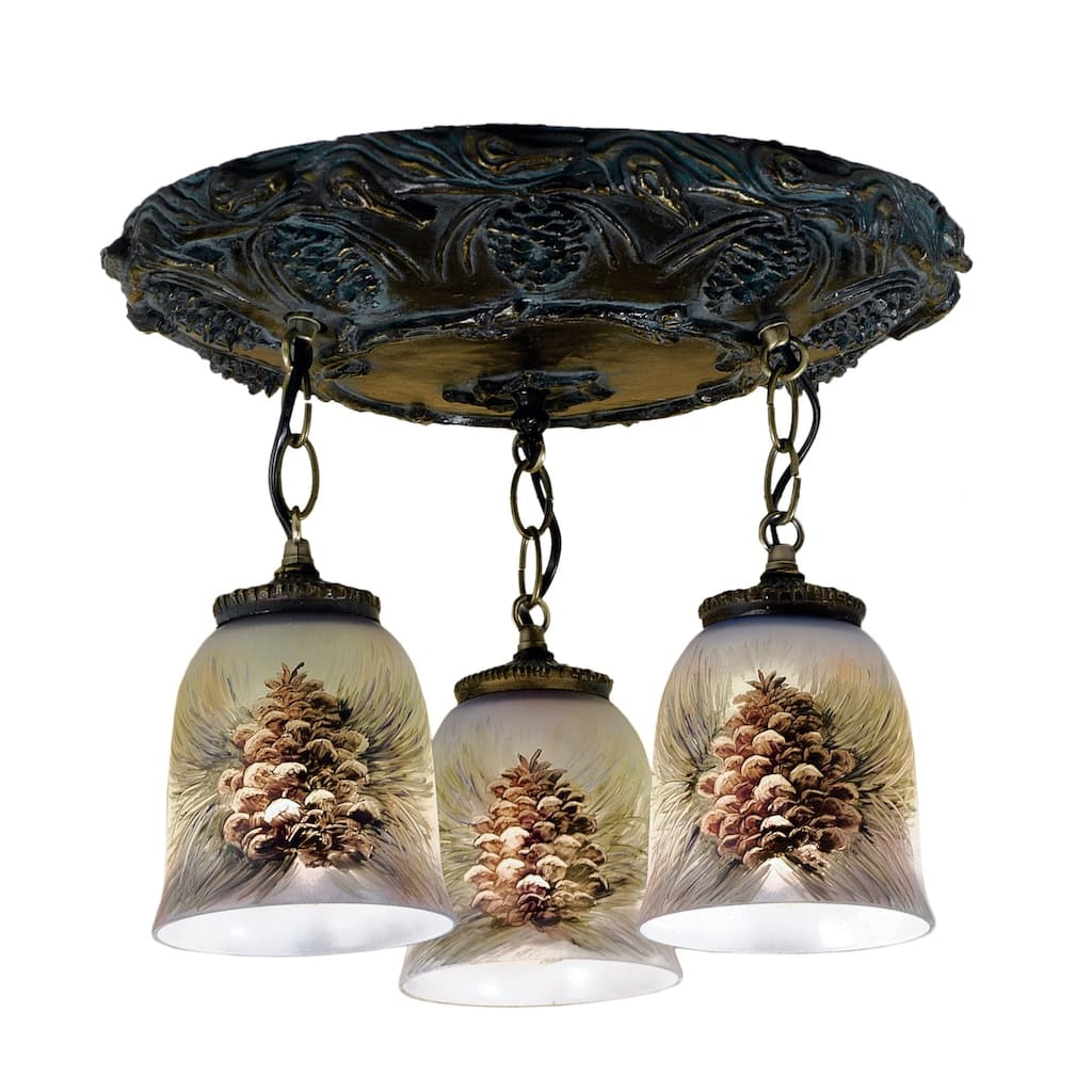 17 Inch Wide painted pinecone flushmount