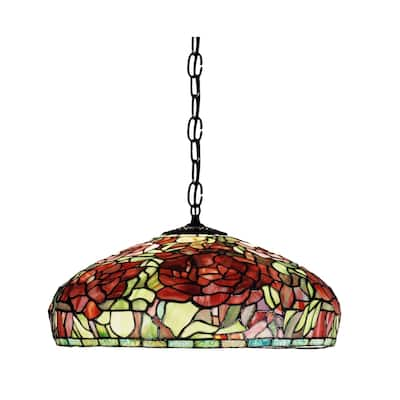 17 Inch Wide tiffany peony Pendant