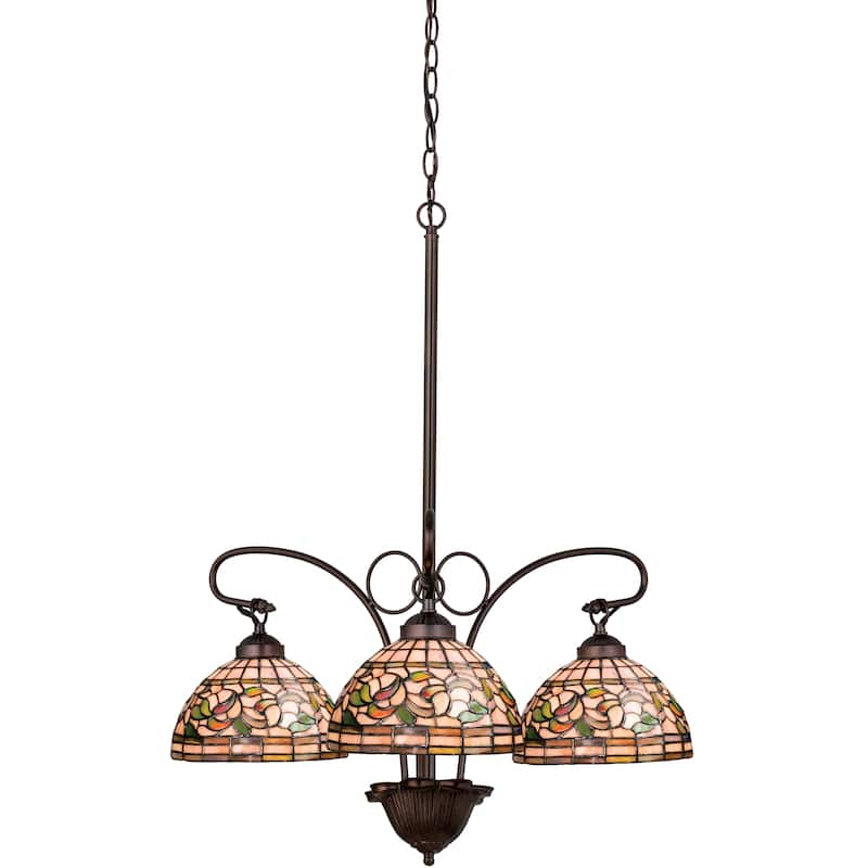 24 Inch Wide tiffany turning leaf 3 lt Chandelier