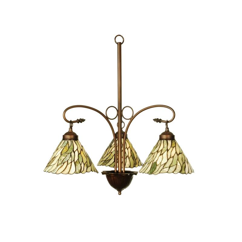 24 Inch Wide willow jadestone 3 lt Chandelier