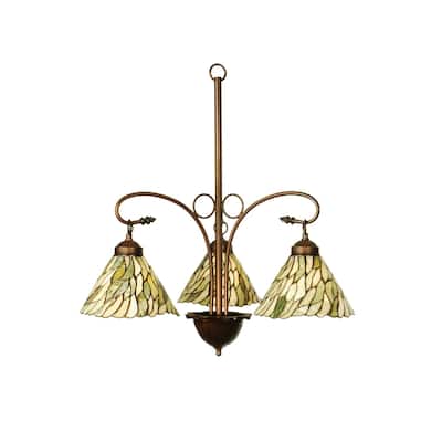 24 Inch Wide willow jadestone 3 lt Chandelier