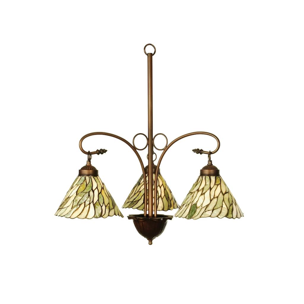 24 Inch Wide willow jadestone 3 lt Chandelier