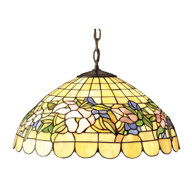 20 Inch Wide tiffany pansy Pendant.603