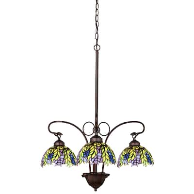 30 Inch Wide tiffany honey locust 3 lt Chandelier
