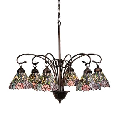 30 Inch Wide wisteria 6 lt Chandelier