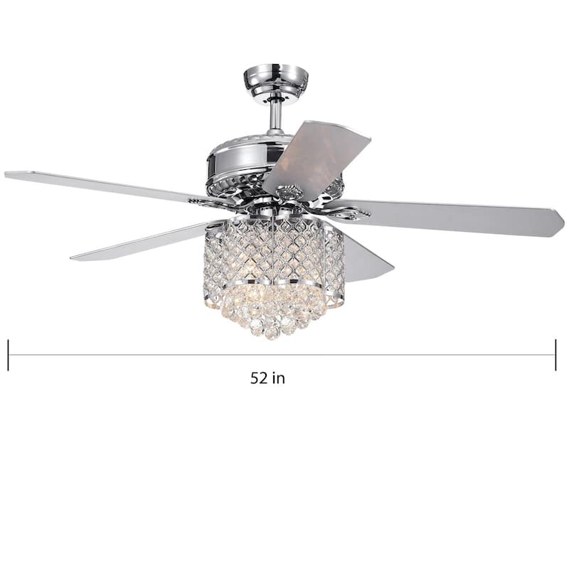 Deidor 52-inch Chrome Ceiling Fan with Crystal Chandelier