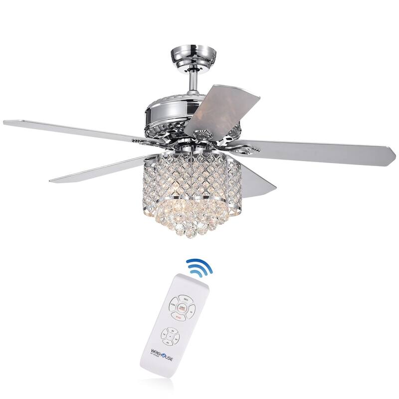 Deidor 52-inch Chrome Ceiling Fan with Crystal Chandelier