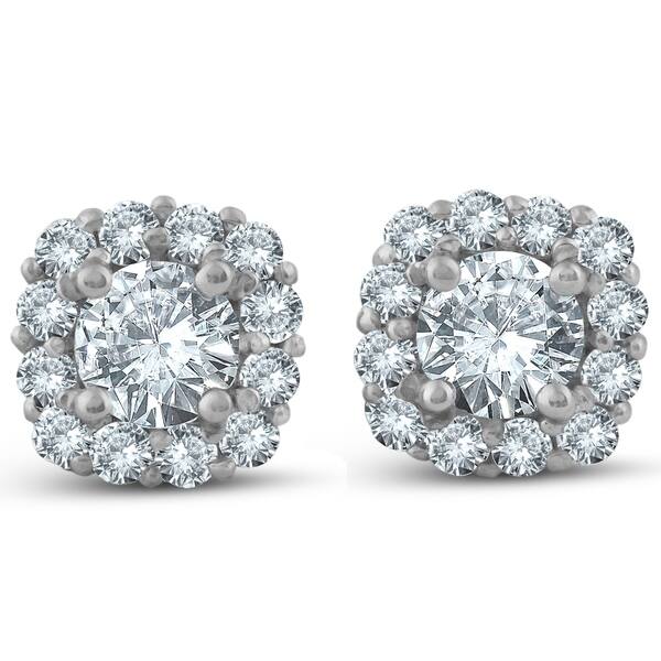Shop Pompeii3 14k White Gold 1 1 2ct Tdw Cushion Halo Diamond