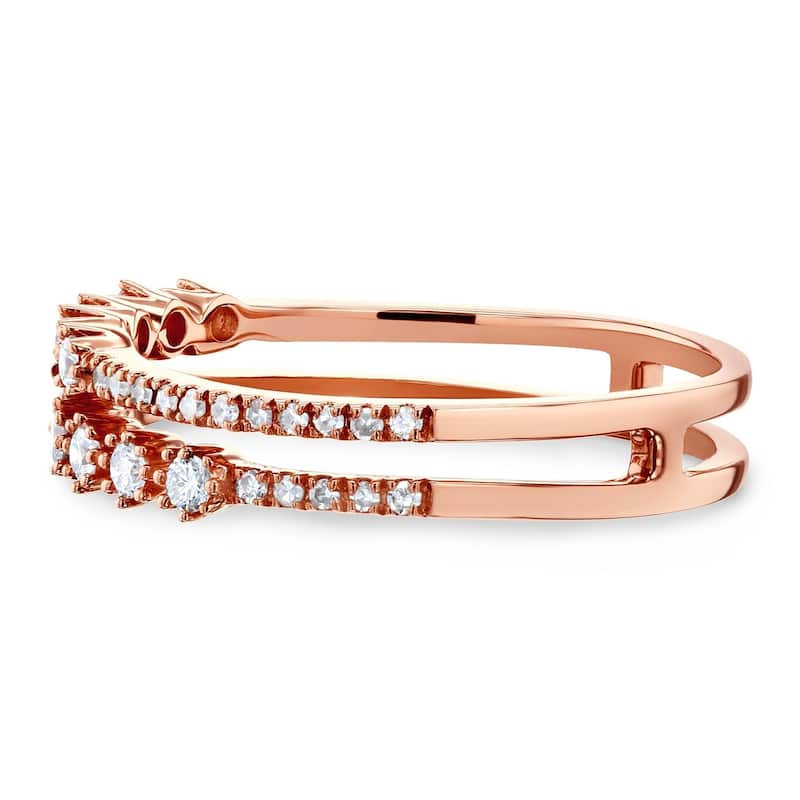 Annello by Kobelli 10k Gold 1/4ct TDW Diamond Two Row Fashion Band