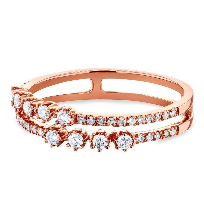 Annello by Kobelli 10k Gold 1/4ct TDW Diamond Two Row Fashion Band