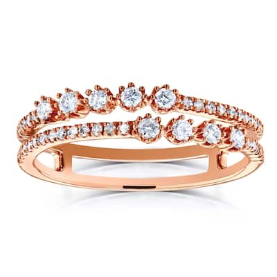 Annello by Kobelli 10k Gold 1/4ct TDW Diamond Two Row Fashion Band