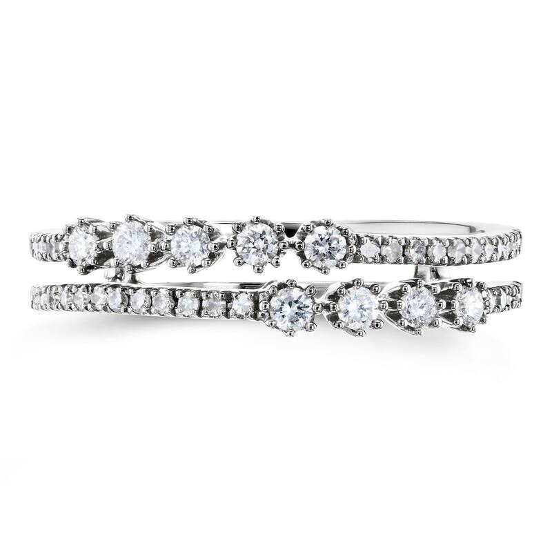 Annello by Kobelli 10k Gold 1/4ct TDW Diamond Two Row Fashion Band