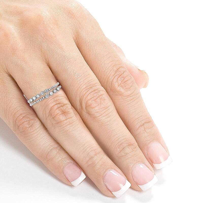 Annello by Kobelli 10k Gold 1/4ct TDW Diamond Two Row Fashion Band