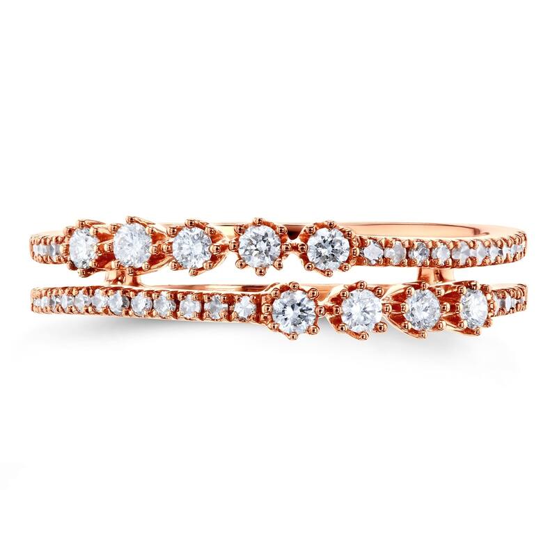 Annello by Kobelli 10k Gold 1/4ct TDW Diamond Two Row Fashion Band