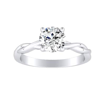 Auriya 14k Gold Twisted 3 carat TW Round Solitaire Moissanite Engagement Ring
