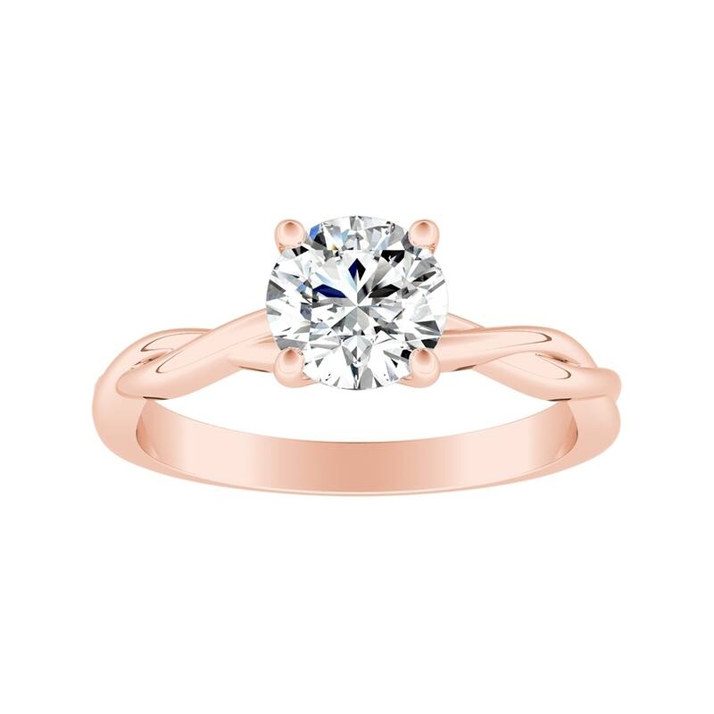 Auriya 14k Gold Twisted 4 carat TW Round Solitaire Moissanite Engagement Ring