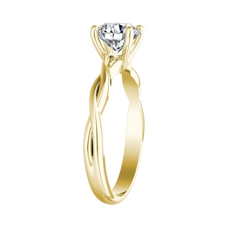 Auriya 14k Gold Twisted 4 carat TW Round Solitaire Moissanite Engagement Ring
