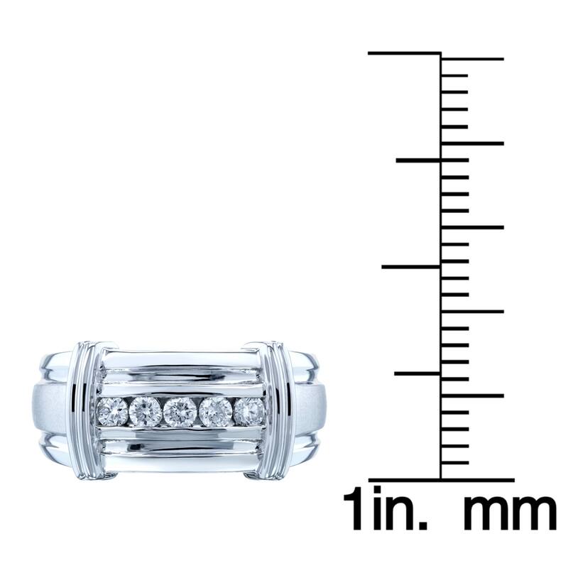 Annello by Kobelli 10k Gold 1/5ct TDW Channel Set Diamond Mixed Polish Comfort Fit Wedding Band (8MM) - White