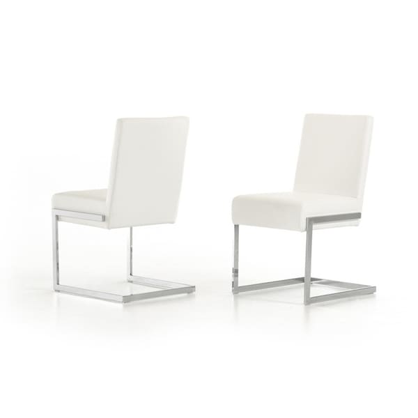 Batavia Modern White Leatherette Dining Chair Set Of 2 On Batavia Modern White Leatherette Dining Chair Set Of 2