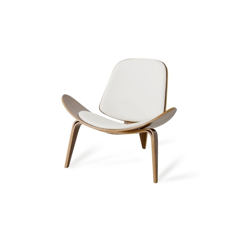 Overstock Modrest Warren Mid-Century Tripod White and Walnut Accent Lounge Chair