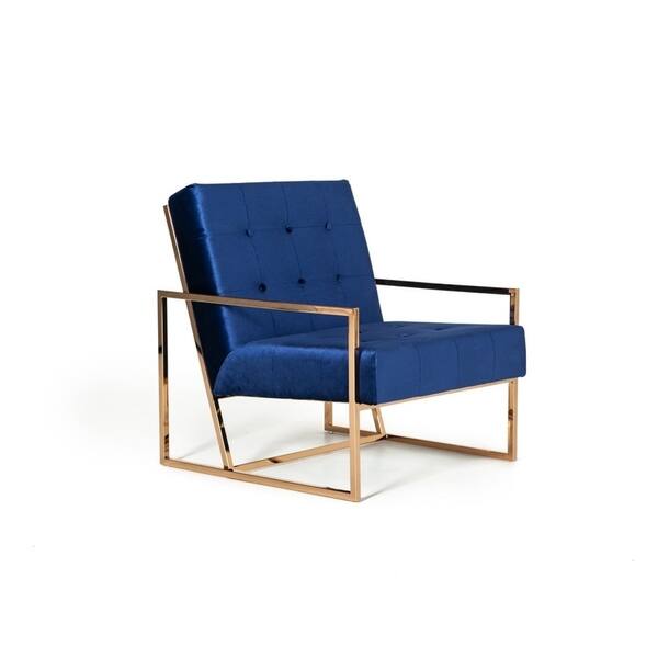 Modrest Samara Modern Blue Gold Accent Chair Modrest Samara Modern Blue Gold
