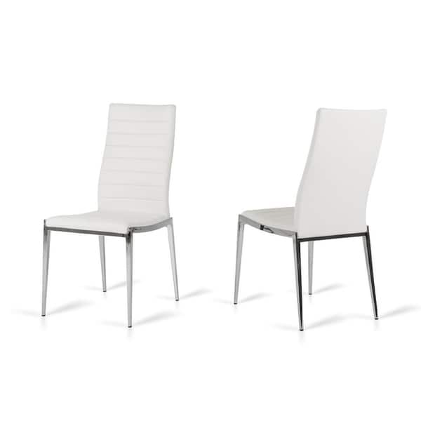 Libby Modern White Leatherette Dining Chair Set Of 2 Libby Modern White Leatherette Dining Chair Set Of 2