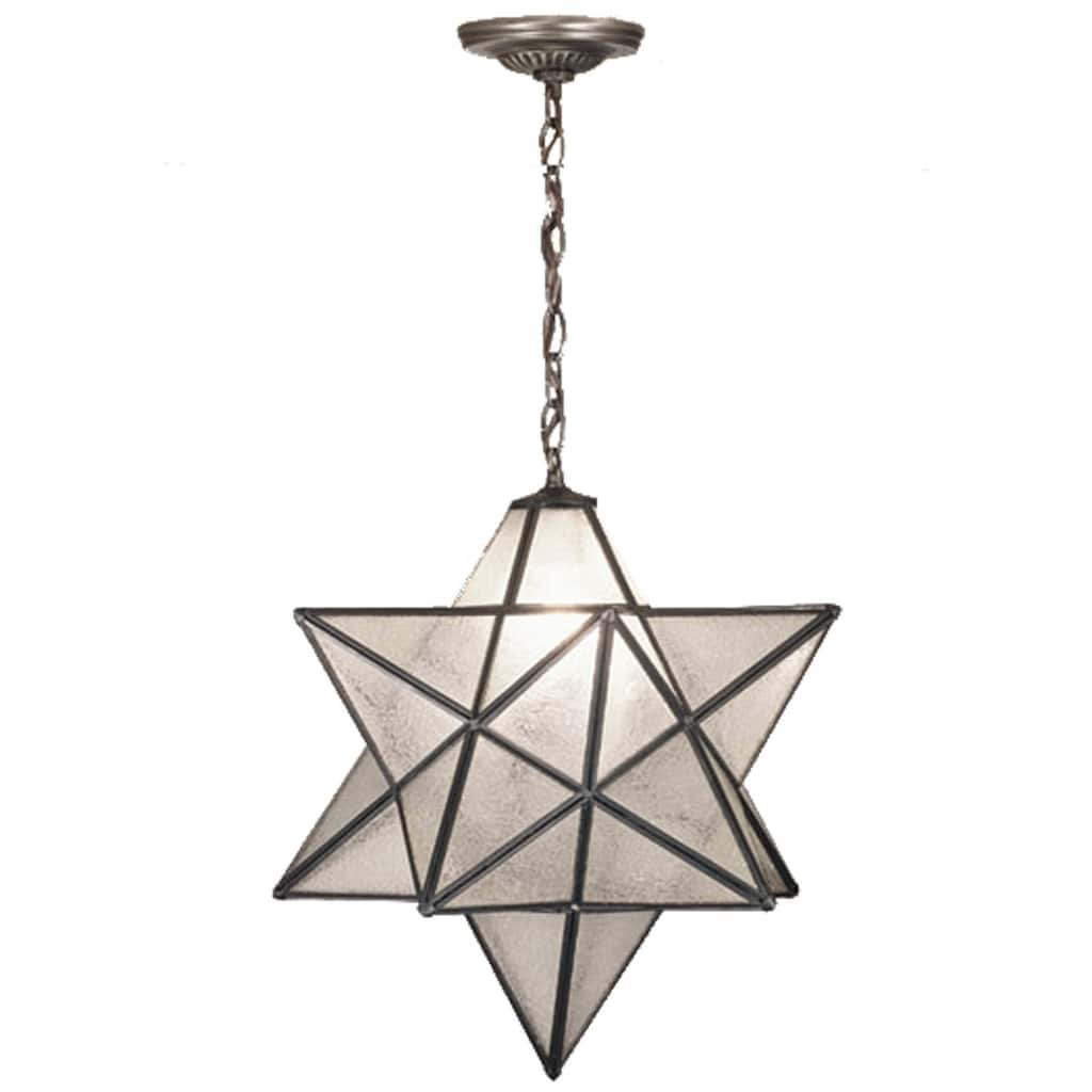 24 Inch Wide moravian star clear seeded Pendant